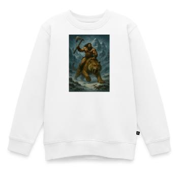 Guerrier Sauvage sur Tigre à Dents de Sabre – Art  - Sweat Premium enfant bio - blanc - Devant - AI Model Kid Male (0cm)