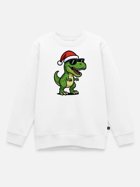 T-Rex Santa mit Sonnenbrille - Kinder Premium Organic Sweatshirt - Weiß