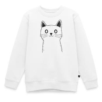 Katze Skizze  - Kinder Premium Organic Sweatshirt - Weiß - Vorne - AI Model Kid Male (0cm)