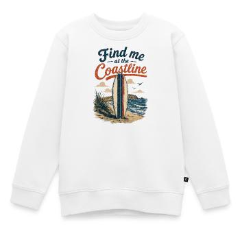 Find me at the Coastline Surfboard - Kinder Premium Organic Sweatshirt - Weiß - Vorne - AI Model Kid Male (0cm)