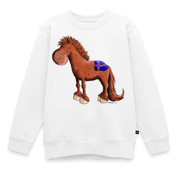 Cheval islandais - Sweat Premium enfant bio - blanc - Devant - AI Model Kid Male (0cm)