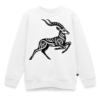 Impala tribal - Sweat Premium enfant bio - blanc - Devant - AI Model Kid Male (0cm)