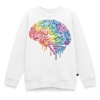 Regenbogenhirn Farbverlauf Druckdesign - Kinder Premium Organic Sweatshirt - Weiß - Vorne - AI Model Kid Male (0cm)