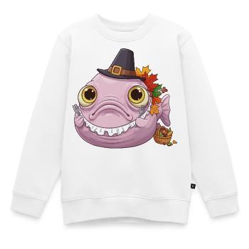 Lustiger Blobfisch - Herbst und Erntedank - Kinder Premium Organic Sweatshirt - Weiß - Vorne - AI Model Kid Male (0cm)