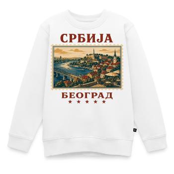 Serbien Belgrad Vintage Reisemarke - Kinder Premium Organic Sweatshirt - Weiß - Vorne - AI Model Kid Male (0cm)