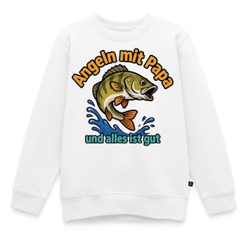 Angeln mit Papa – Alles ist gut - Kinder Premium Organic Sweatshirt - Weiß - Vorne - AI Model Kid Male (0cm)