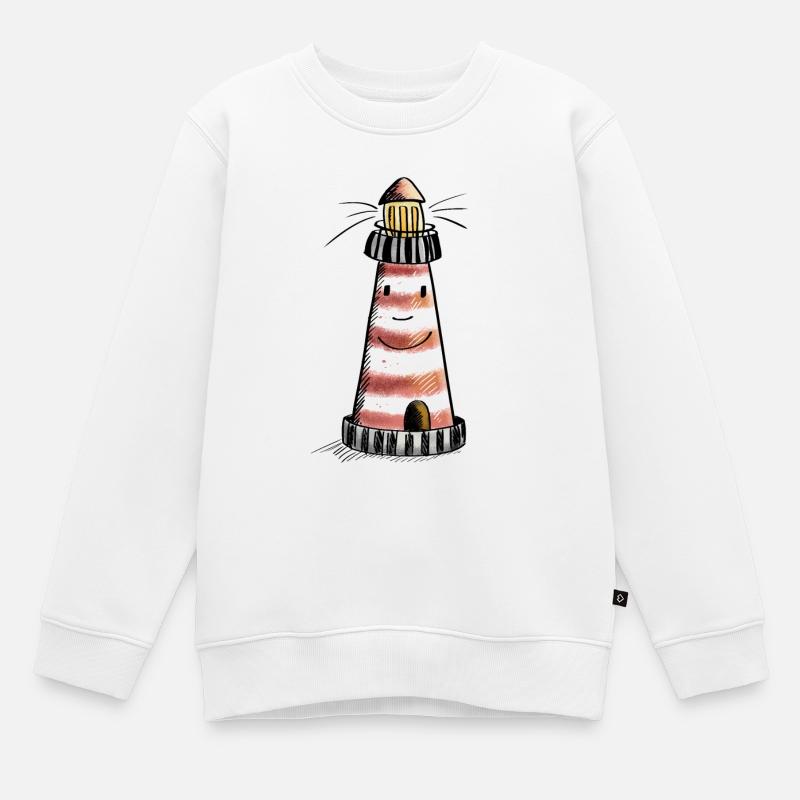 Petit phare - Mer du Nord - Vacances - Comic - Sweat Premium enfant bio - blanc