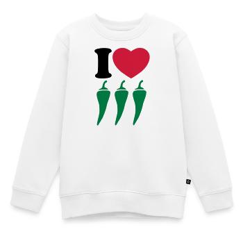 I love chili - Ich liebe Chili - Kinder Premium Organic Sweatshirt - Weiß - Vorne - AI Model Kid Male (0cm)