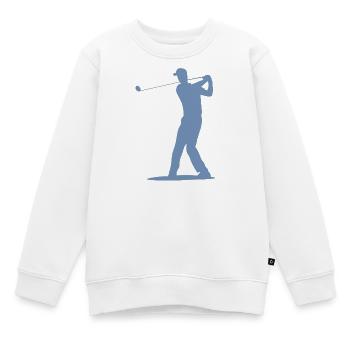 Golfer Abschlag Silhouette - Herren Design - Kinder Premium Organic Sweatshirt - Weiß - Vorne - AI Model Kid Male (0cm)