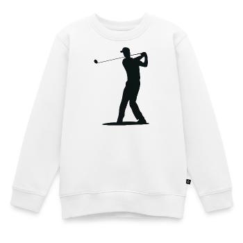 Golfer Abschlag Silhouette - Herren Design - Kinder Premium Organic Sweatshirt - Weiß - Vorne - AI Model Kid Male (0cm)