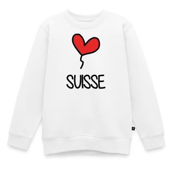 SCHWEIZ. LAND. GENF. HUMOR. FLAGGE - Kinder Premium Organic Sweatshirt - Weiß - Vorne - AI Model Kid Male (0cm)