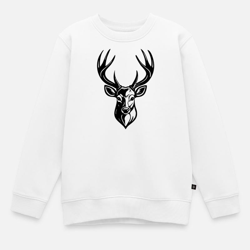 TÊTE DE CERF - Sweat Premium enfant bio - blanc