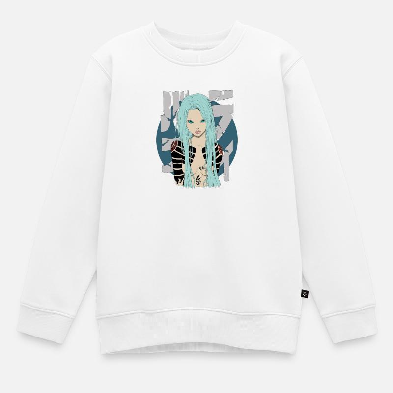 Blue - Kinder Premium Organic Sweatshirt - Weiß