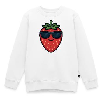 Fraise fraîche Été Fruité Drôle Satisfait - Sweat Premium enfant bio - blanc - Devant - AI Model Kid Male (0cm)