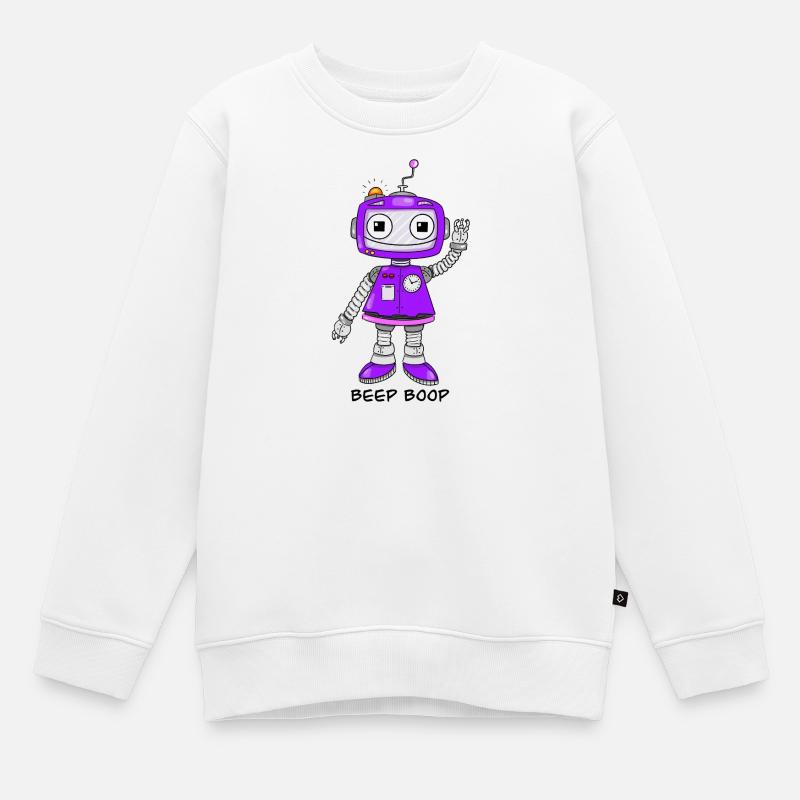 Robot violet - Sweat Premium enfant bio - blanc