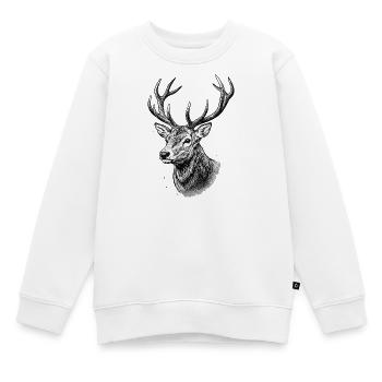 Hirschkopf Holzschnitt - Kinder Premium Organic Sweatshirt - Weiß - Vorne - AI Model Kid Male (0cm)