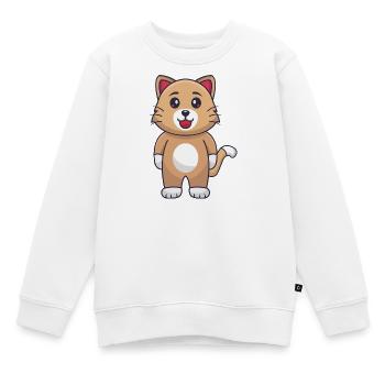 Chat de dessin animé - Sweat Premium enfant bio - blanc - Devant - AI Model Kid Male (0cm)
