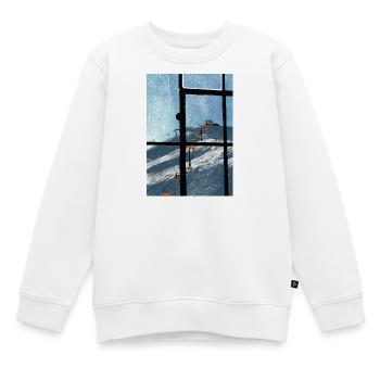 Fensterblick Skilift Blau - Kinder Premium Organic Sweatshirt - Weiß - Vorne - AI Model Kid Male (0cm)