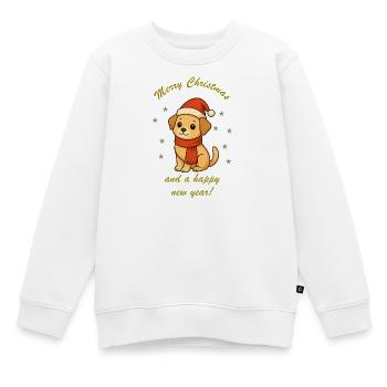 Weihnachtshund mit Schal - Kinder Premium Organic Sweatshirt - Weiß - Vorne - AI Model Kid Male (0cm)