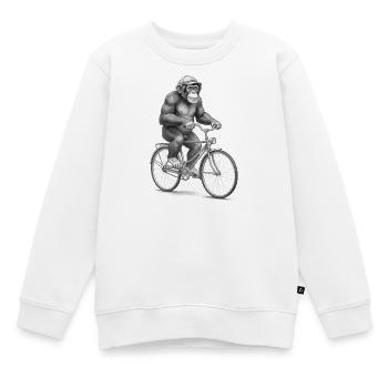 Cycliste singe monochrome - Sweat Premium enfant bio - blanc - Devant - AI Model Kid Male (0cm)