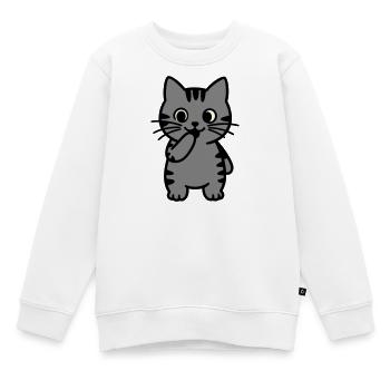 tigerkatze-steht-dreifarbig - Kinder Premium Organic Sweatshirt - Weiß - Vorne - AI Model Kid Male (0cm)