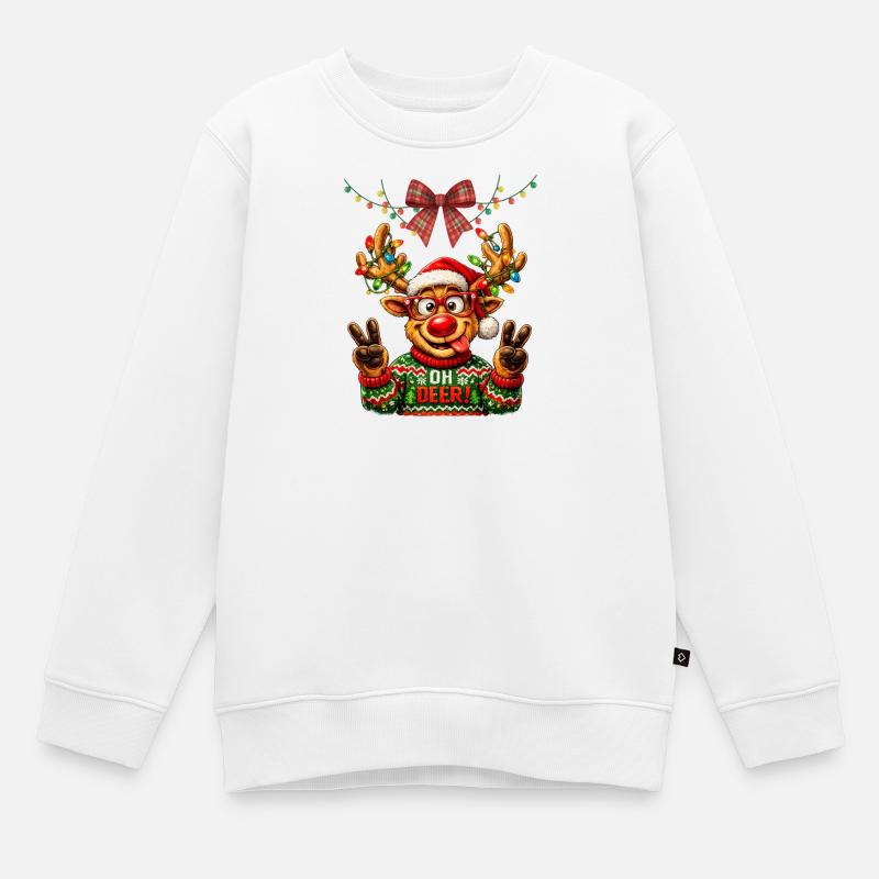 Oh Cerf de Noël - Sweat Premium enfant bio - blanc