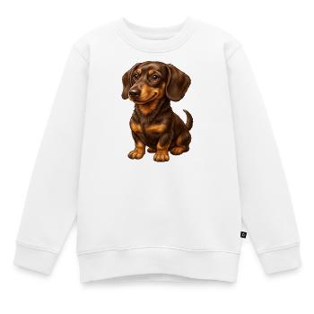Friedlicher Dackel treuer Freund sitzt zufrieden - Kinder Premium Organic Sweatshirt - Weiß - Vorne - AI Model Kid Male (0cm)