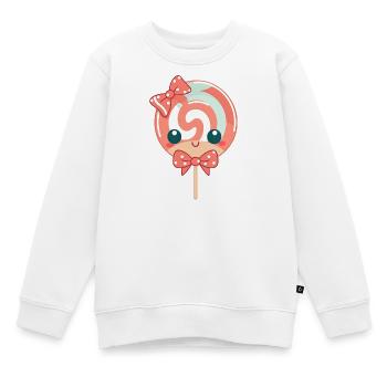 Karamell Lolli Schleifenherz - Kinder Premium Organic Sweatshirt - Weiß - Vorne - AI Model Kid Male (0cm)