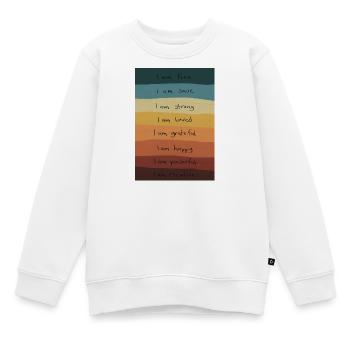 Rainbow Affirmations - Kids Premium Organic Sweatshirt - white - Front - AI Model Kid Male (0cm)