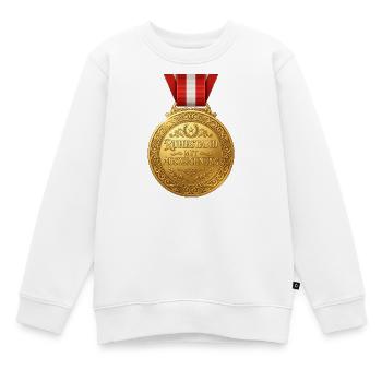 Ruhestand mit Auszeichnung – Goldmedaille Design - Kinder Premium Organic Sweatshirt - Weiß - Vorne - AI Model Kid Male (0cm)