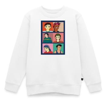 Porträts und Gesichtsausdrücke im Anime-Stil - Kinder Premium Organic Sweatshirt - Weiß - Vorne - AI Model Kid Male (0cm)