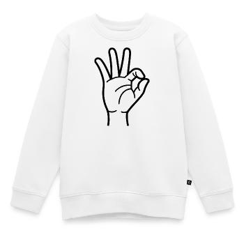 Okay, Hand - Kinder Premium Organic Sweatshirt - Weiß - Vorne - AI Model Kid Male (0cm)