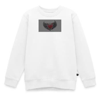 Flügelherz mit Flammen und Schädeln - Kinder Premium Organic Sweatshirt - Weiß - Vorne - AI Model Kid Male (0cm)