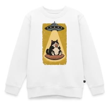 Katzenpause im UFO Strahl - Kinder Premium Organic Sweatshirt - Weiß - Vorne - AI Model Kid Male (0cm)