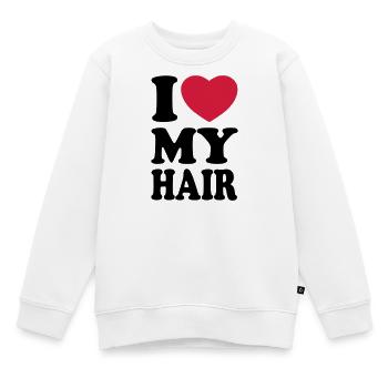 I love my hair - J'aime mes cheveux - Sweat Premium enfant bio - blanc - Devant - AI Model Kid Male (0cm)