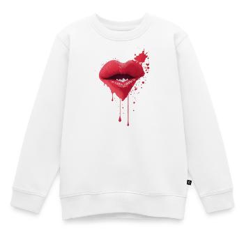 Liebliche Lippen Schmelzende Rote Lippen Kunst - Kinder Premium Organic Sweatshirt - Weiß - Vorne - AI Model Kid Male (0cm)