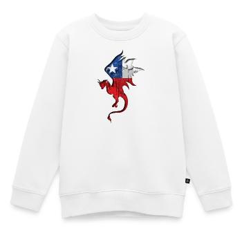 Flagge von Chile - Chile - Drachensilhouette - Kinder Premium Organic Sweatshirt - Weiß - Vorne - AI Model Kid Male (0cm)