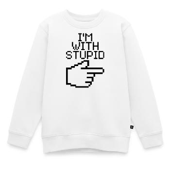 Je suis avec Stupid – Lustiger IT Spruch - Sweat Premium enfant bio - blanc - Devant - AI Model Kid Male (0cm)
