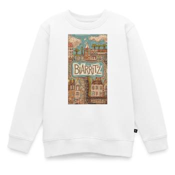 Biarritz Seaside Retro Illustration France City - Kids Premium Organic Sweatshirt - white - Front - AI Model Kid Male (0cm)