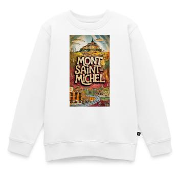 Mont Saint-Michel Psychedelische Skyline Frankreich Stadt - Kinder Premium Organic Sweatshirt - Weiß - Vorne - AI Model Kid Male (0cm)