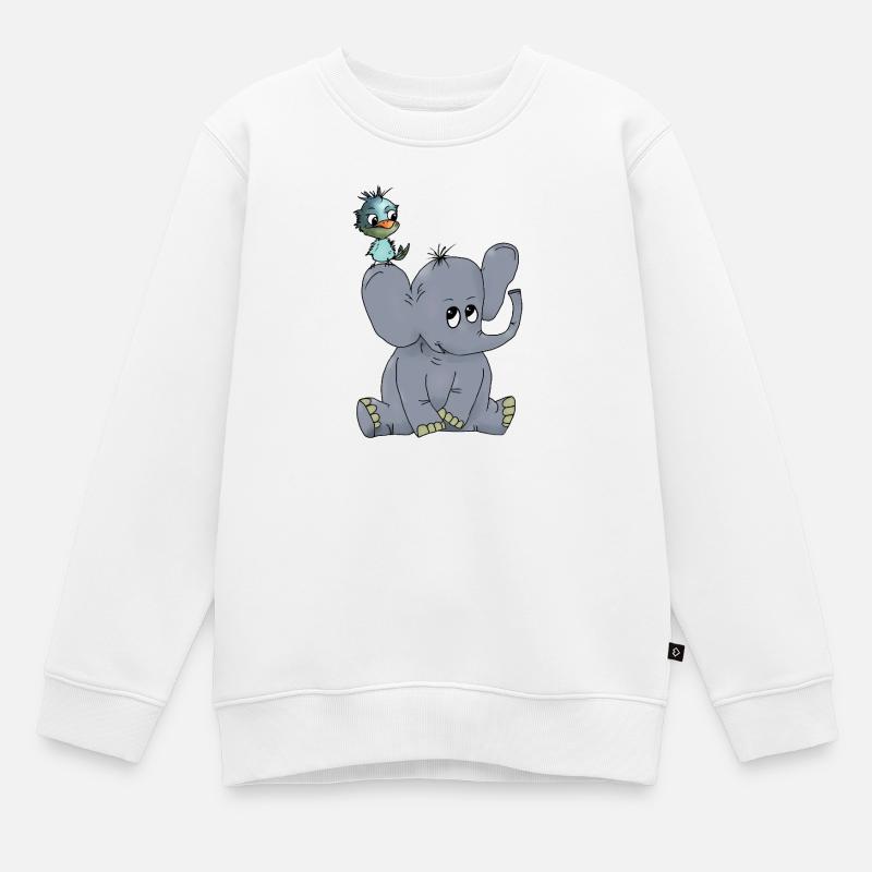 Elefant_mit_Vogel - Sweat Premium enfant bio - blanc