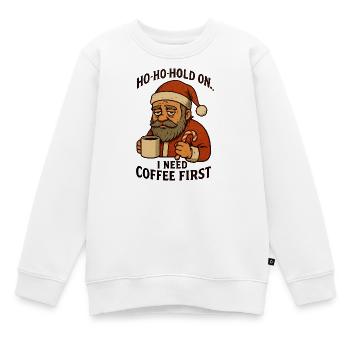 Weihnachts-Santa Kaffee zuerst - Kinder Premium Organic Sweatshirt - Weiß - Vorne - AI Model Kid Male (0cm)