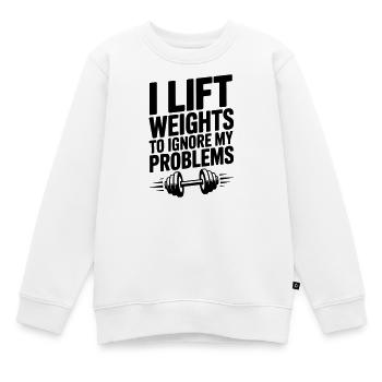 Gewichtheben lustiger Spruch Muskelaufbau - Kinder Premium Organic Sweatshirt - Weiß - Vorne - AI Model Kid Male (0cm)