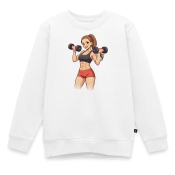 Krafttraining Powerfrau - Kinder Premium Organic Sweatshirt - Weiß - Vorne - AI Model Kid Male (0cm)