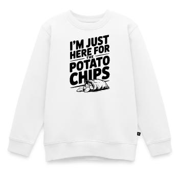 Je suis juste là pour les chips - Sweat Premium enfant bio - blanc - Devant - AI Model Kid Male (0cm)