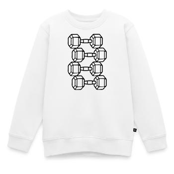 Hanteln Symbol Gewichte Training - Kinder Premium Organic Sweatshirt - Weiß - Vorne - AI Model Kid Male (0cm)