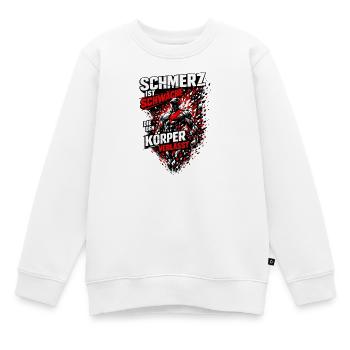 Schmerz ist Schwäche, die den Körper verlässt Fitn - Kinder Premium Organic Sweatshirt - Weiß - Vorne - AI Model Kid Male (0cm)