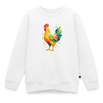 Hahn geometrisch - Kinder Premium Organic Sweatshirt - Weiß - Vorne - AI Model Kid Male (0cm)