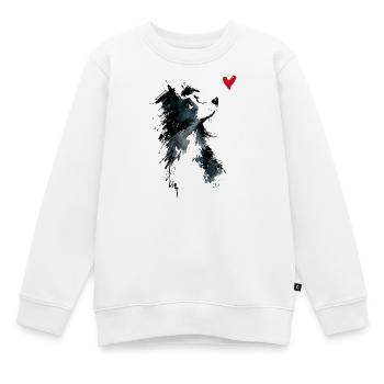 Cadeau de chien en forme d’aquarelle Border Collie - Sweat Premium enfant bio - blanc - Devant - AI Model Kid Male (0cm)