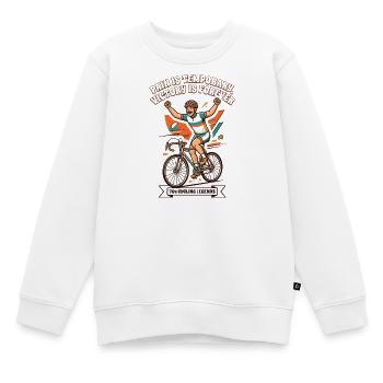 70er-Jahre-Vintage-Radplakat-Schmerz ist vorübergehend - Kinder Premium Organic Sweatshirt - Weiß - Vorne - AI Model Kid Male (0cm)